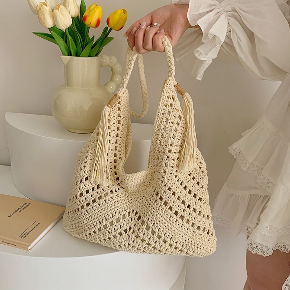 Simple Bohemian Knitted Should - Tote Bag Beach 评论和价格