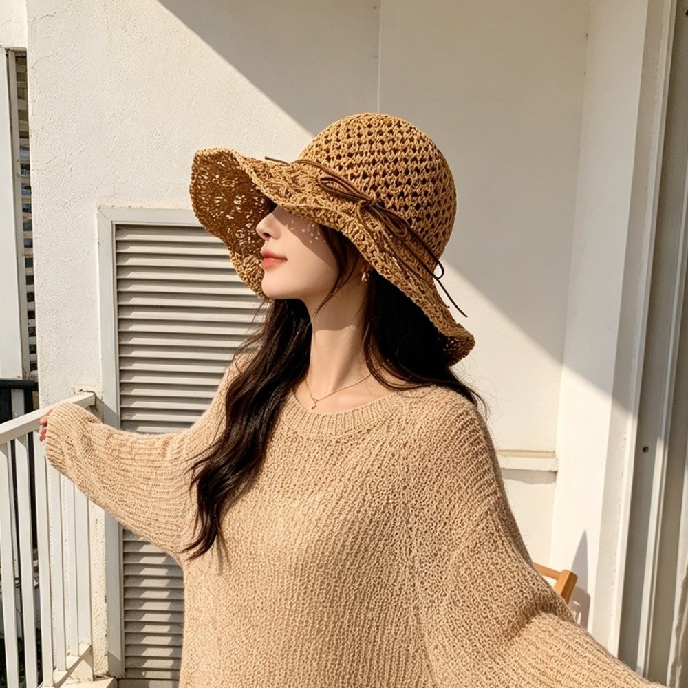 Handwoven Crochet Straw Hat Wi - Hat Floppy Wide 评论和价格