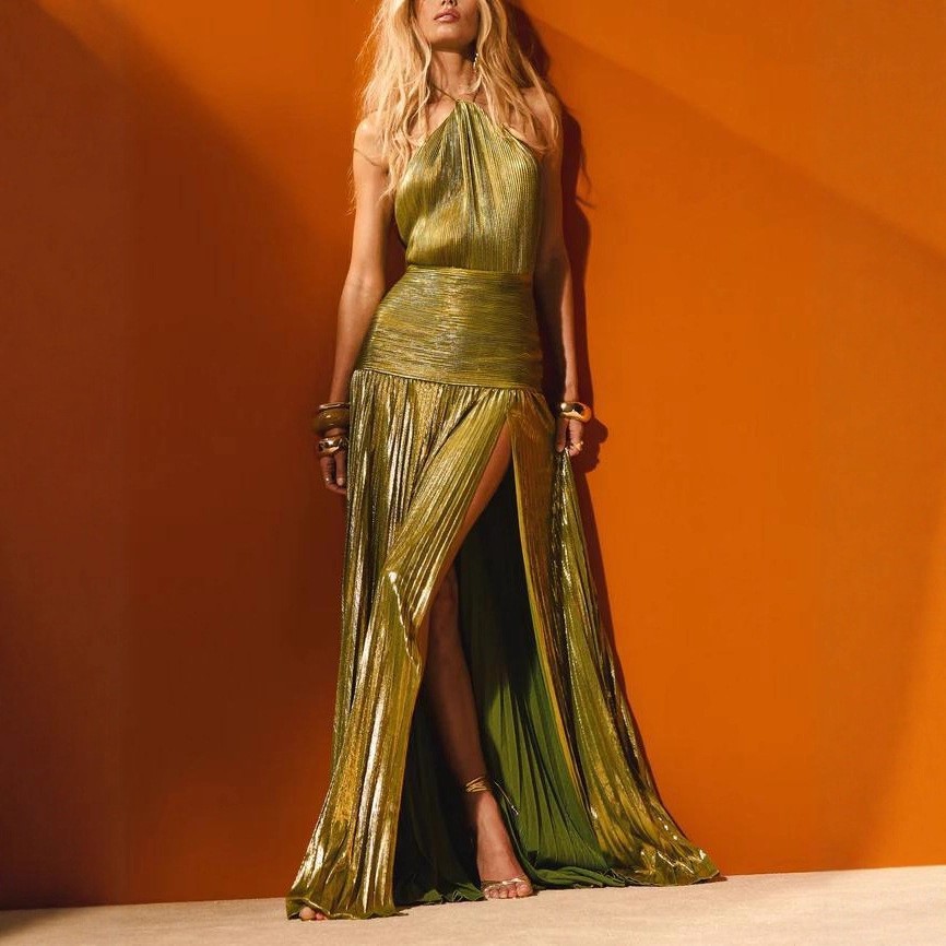 Elegant Party Dress Sleeveless - Maxi Dress Halter 评论和价格