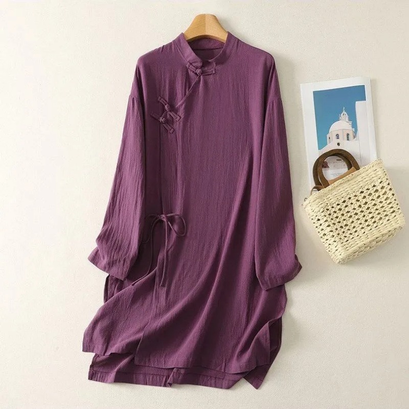 Women's Chinese Style Frog But - Linen Dress Wrap 评论和价格