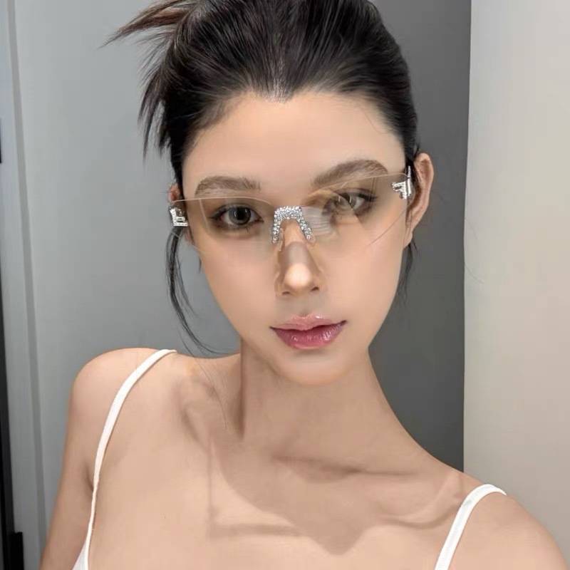 Women's Sexy Cat Eye Rimless R - Sunglasses Cat Eye 评论和价格