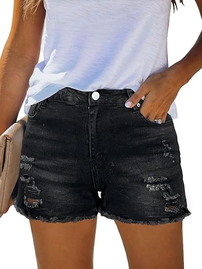 Casual Vintage Denim Shorts Hi - Shorts Denim Frayed 评论和价格