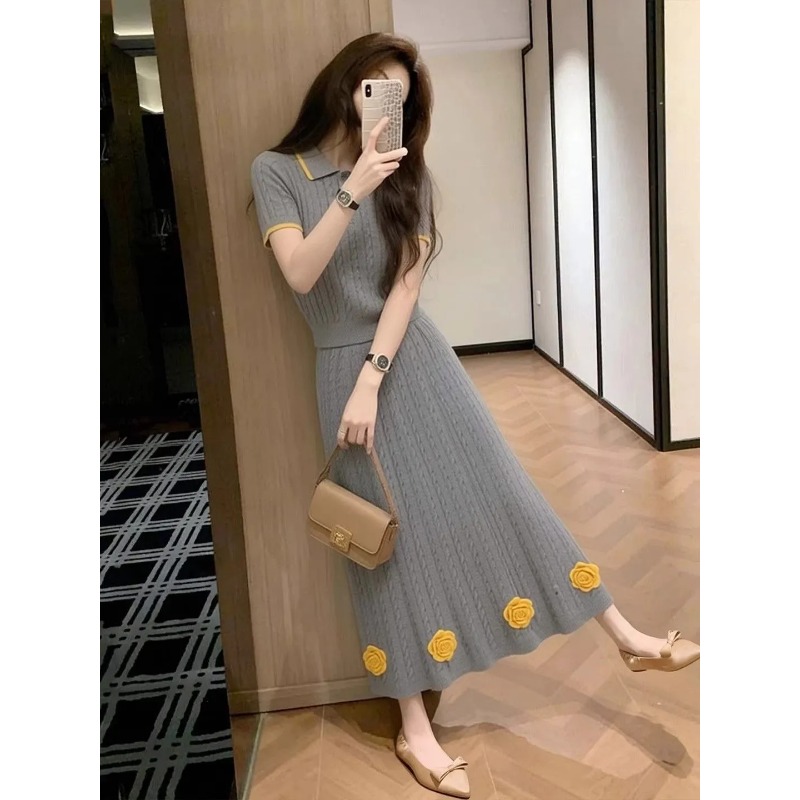 Women's Floral Knit Two Piece  - Midi Skirt Floral 评论和价格