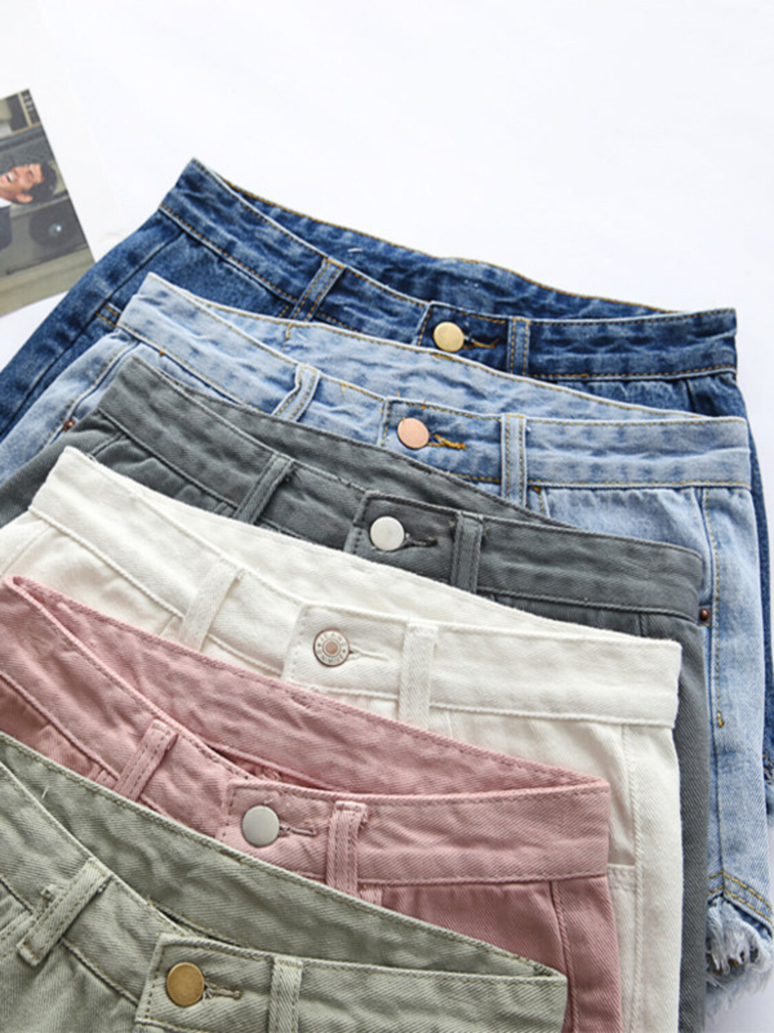 Women's High Waist Denim Short - Shorts Denim Frayed 评论和价格