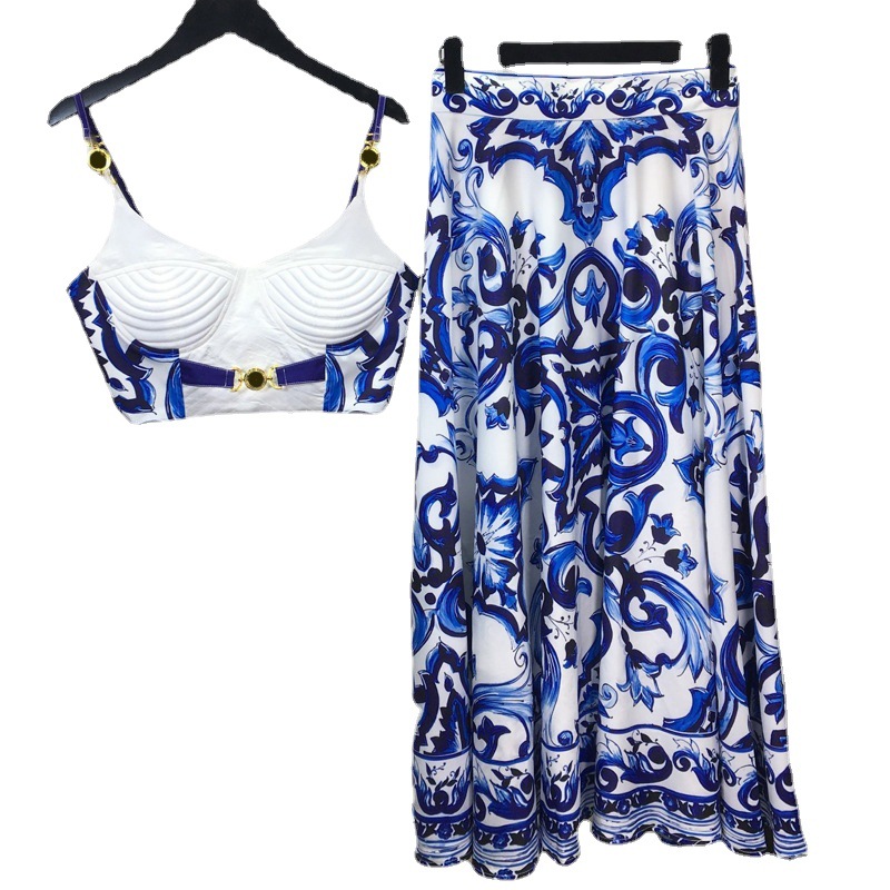 Summer Bohemain Blue And White - Romper Floral Print 评论和价格
