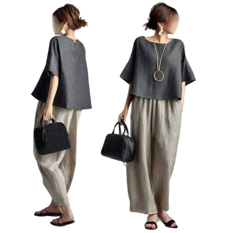 Two Pieces Women Pant Sets Sol - Linen Pant Wide 评论和价格