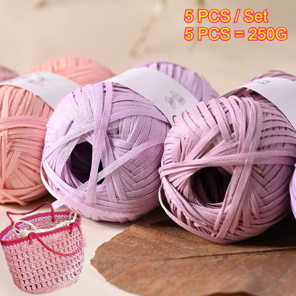5PCS 250g Raffia Paper Rope Kn - Crochet Bag Raffia 评论和价格
