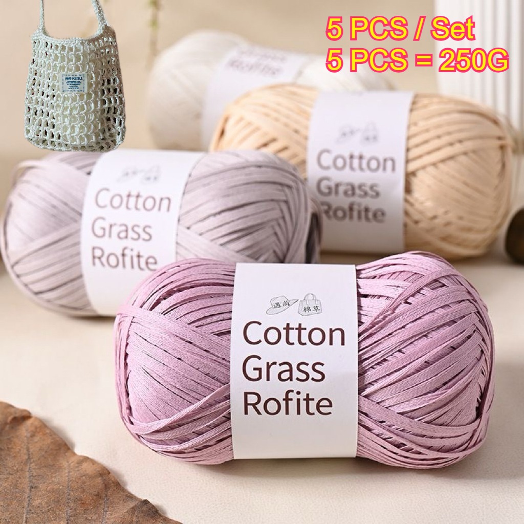 5PCS 250g Raffia Paper Rope Kn - Crochet Bag Raffia 评论和价格