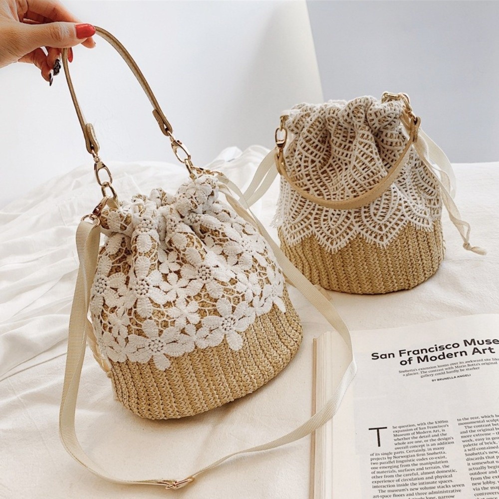 Portable Lace Straw Shoulder B - Tote Bag Beach 评论和价格