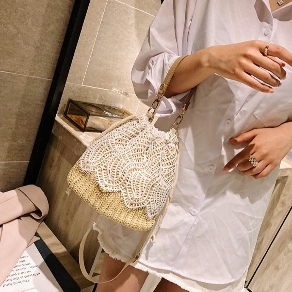 Portable Lace Straw Shoulder B - Tote Bag Beach 评论和价格