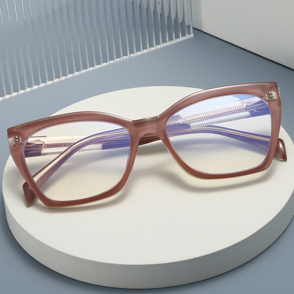Cat Eye Large Frame Anti Blue  - Sunglasses Cat Eye 评论和价格