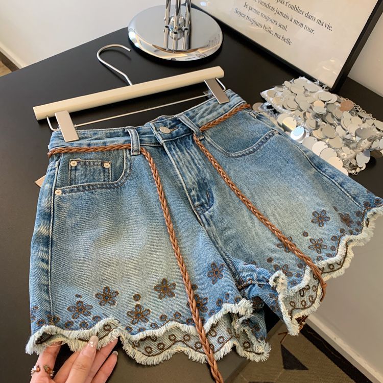 Breathable Vintage Denim Short - Shorts Denim Frayed 评论和价格