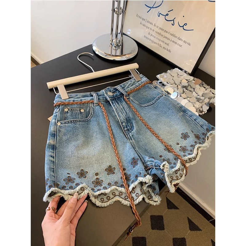 Breathable Vintage Denim Short - Shorts Denim Frayed 评论和价格