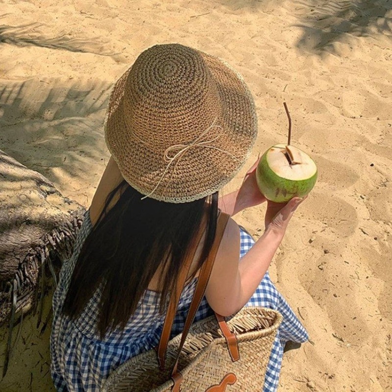 1pc Women's Summer Beach Straw - Hat Floppy Wide 评论和价格