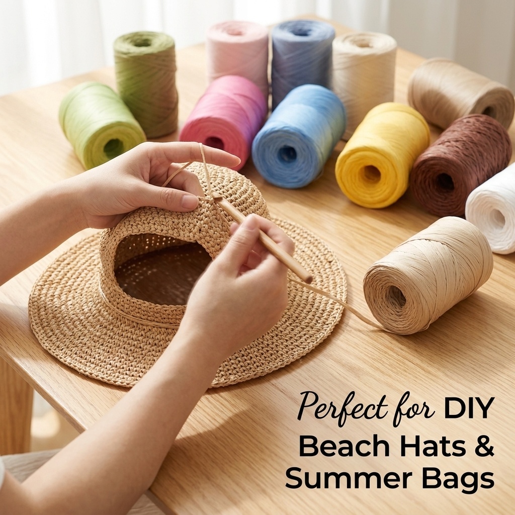 150m DIY Natural Paper Raffia  - Crochet Bag Raffia 评论和价格